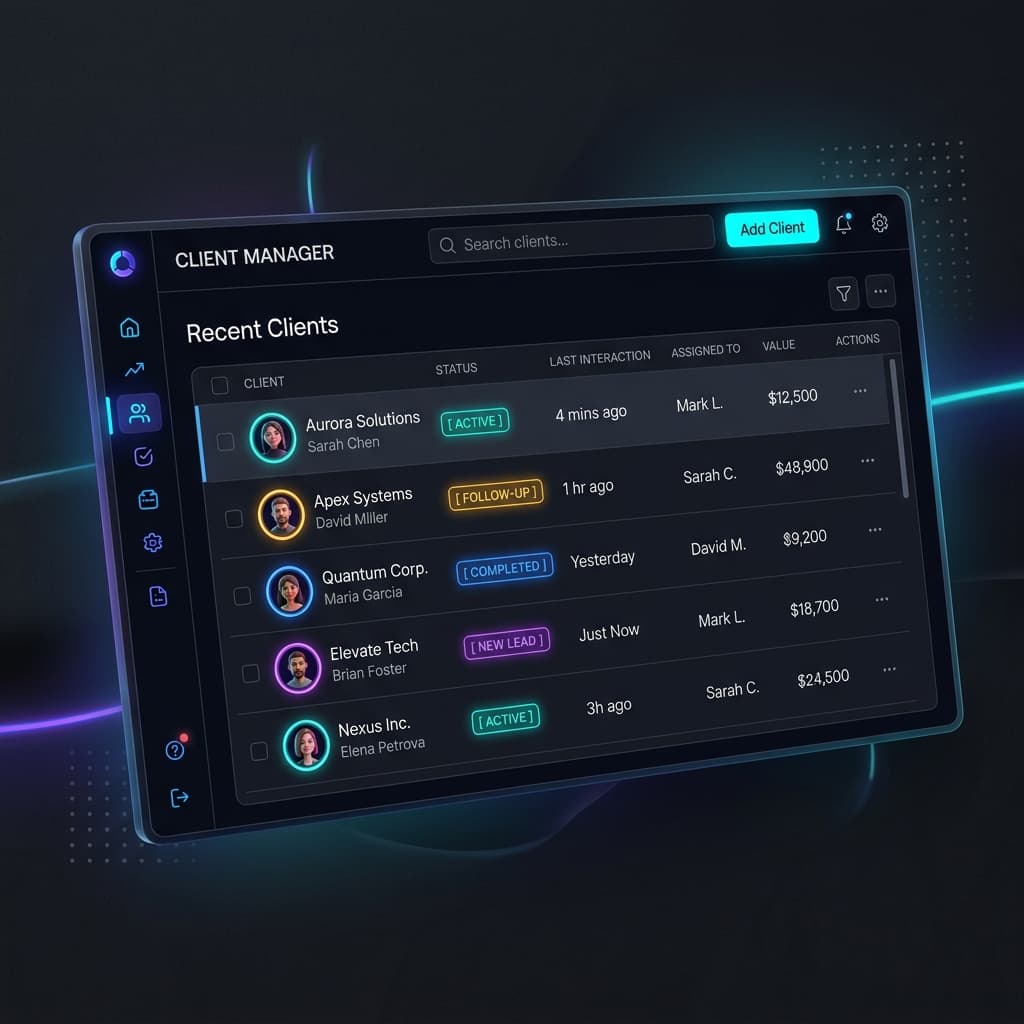 Interface premium do sistema